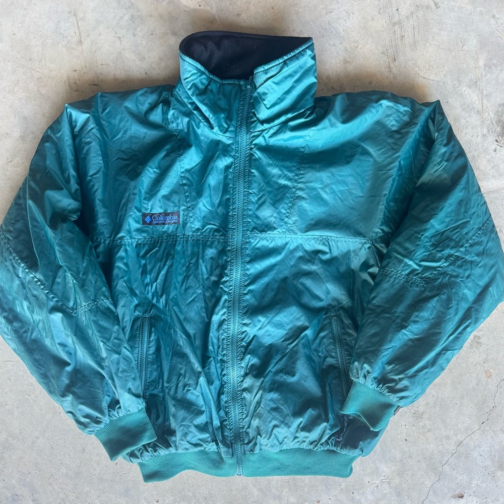 Vintage Blue-Green Columbia pullover windbreaker jacket